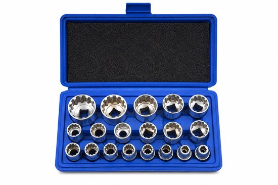Mahn Mutlilock doppenset 1/2" & 3/8" - 8–32 mm – Universele 12-kant Doppen in Opbergkoffer