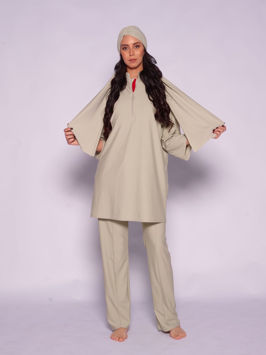 MYKINY BRAND - Burkini - Noor -Groen Sage - Maat XL - Waterafstotend - badpak (valt klein)