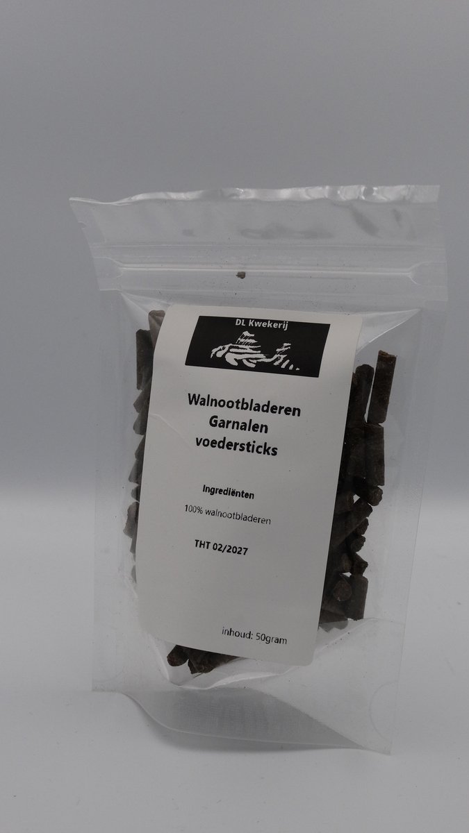 Walnootbladeren voedersticks - 50 gram - garnalen voeding - DL Kwekerij