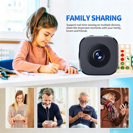 Ulisem - WiFi Beveiligingscamera - 1080P HD - 5V 1A - 200mAh Batterij - Beweegingsdetectie - Ondersteunt 256GB TF Kaart - Magnetische Beugel - Geschikt voor Thuis - Klein Formaat 42x42x23 mm van Merkloos — afbeelding 4