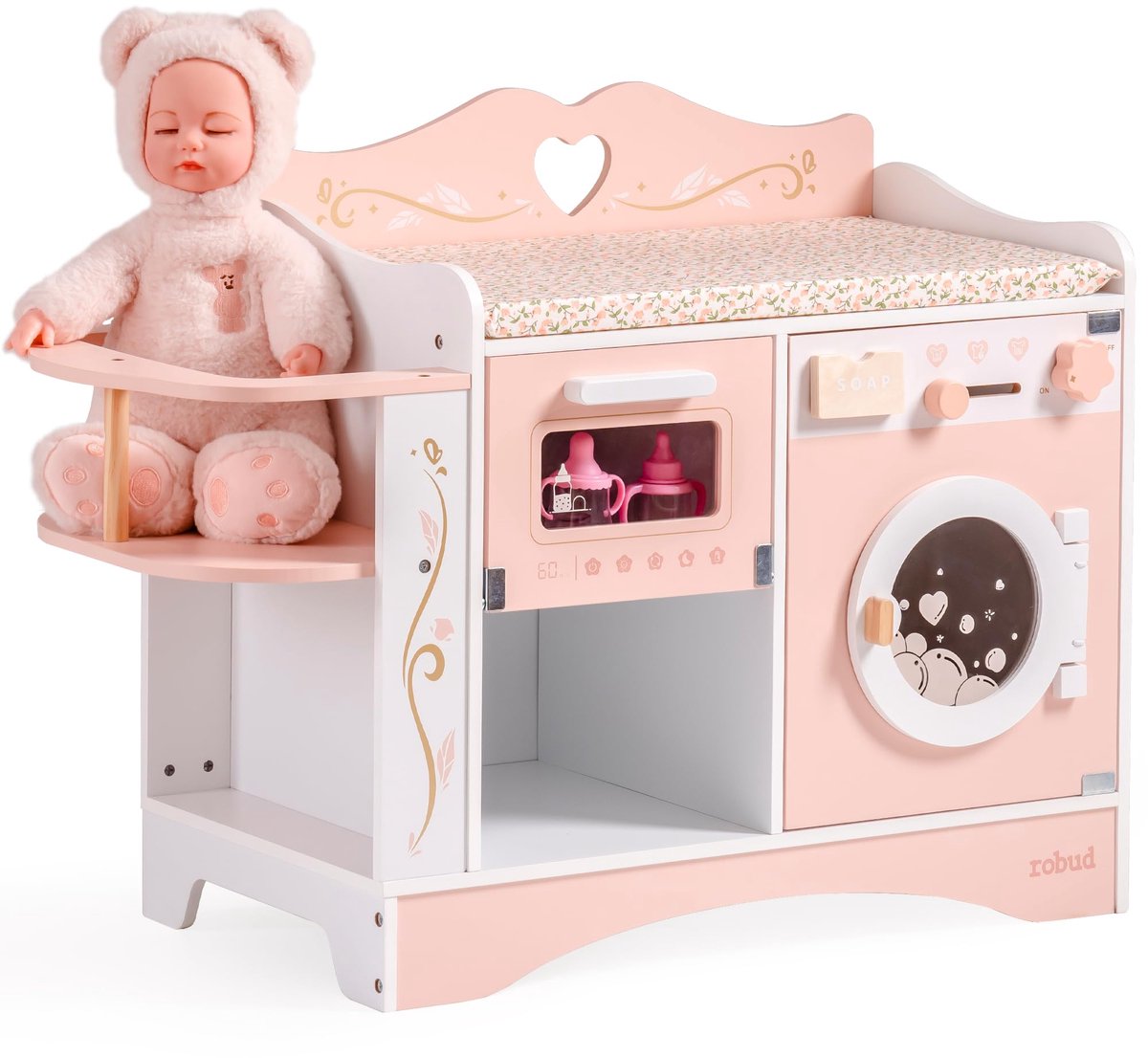 Robotime - Robud Babypop Verschoontafel - Poppenmeubilair - Rollenspel Speelgoed voor Meisjes vanaf 3 jaar