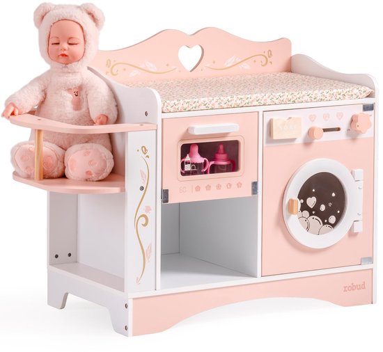 Robotime - Robud Babypop Verschoontafel - Poppenmeubilair - Rollenspel Speelgoed voor Meisjes vanaf 3 jaar