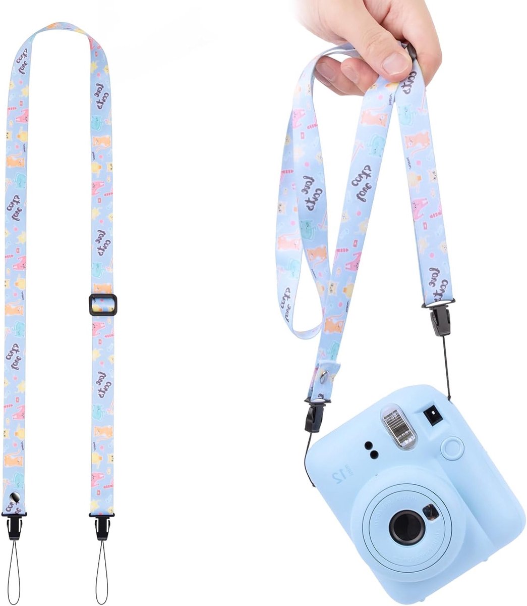 Schattige Camera Strap voor Kinderen, Geschikt voor Fujifilm Instax Mini en Polaroid Camera's - Ideaal voor Fotografie en Avonturen - Blauw