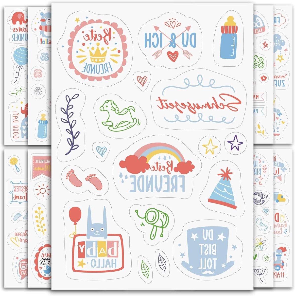 Baby Album Stickers voor Foto's (9 Vellen, 160 Ontwerpen) Transparante Stickers voor Baby Shower, Scrapbooking en Herinneringen