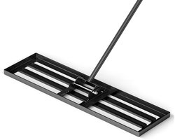 Gazon Niveller Hark - 91cm Breed - Lawn Leveling Rake - Gazon Egalisator - Inclusief 170cm Lange Steel - RVS Gepoedercoat - Zwart