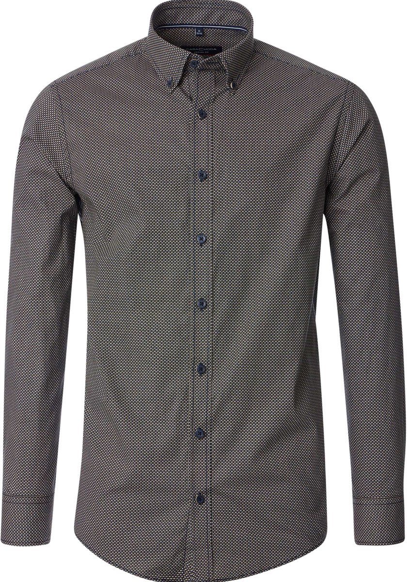 CASA MODA Sport casual fit overhemd - popeline - blauw dessin - Strijkvriendelijk - Boordmaat: 41 - 42