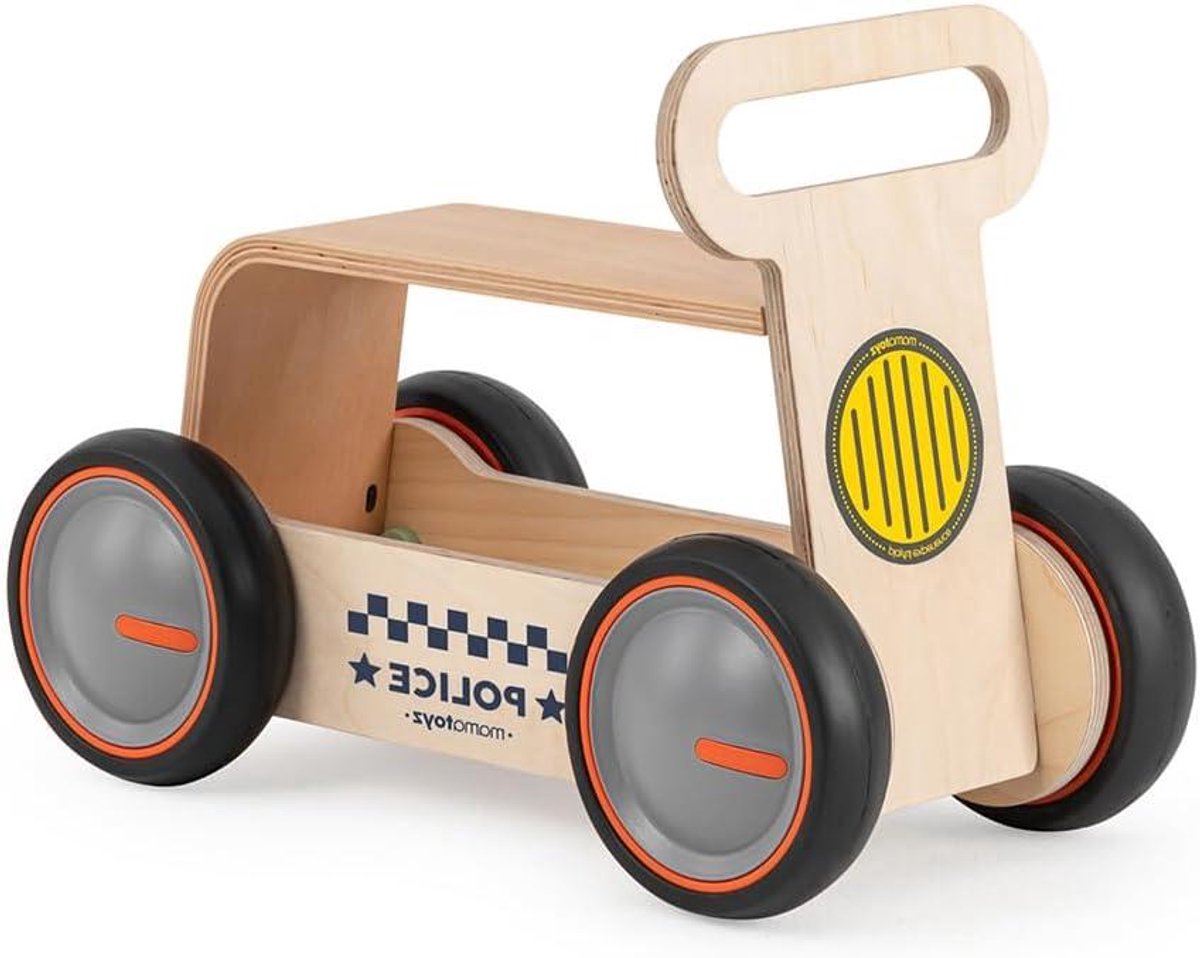 Vierwieler Hout - Loopfiets Kinderen - Eerste Stapjes Leren - Instelbare Wielsnelheid - 25 x 47 x 34 cm - Naturel