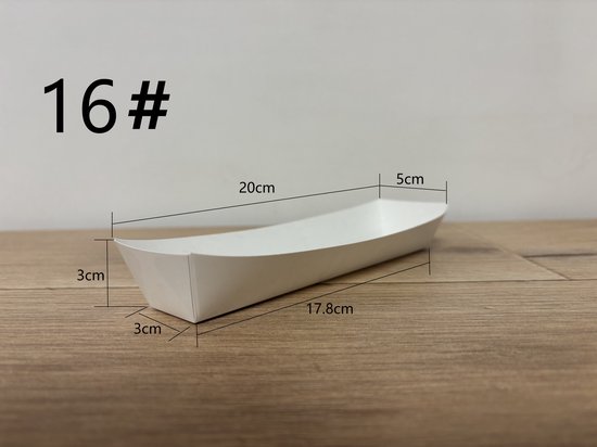 ATXANC 100 Stuks Witte Frietbakjes 16# - Kartonnen Snackbakjes - Duurzame Wegwerp Frietschalen - 20 x 5 x 3 cm - Voor Friet, BBQ, Feestjes, Picknick & Take-away
