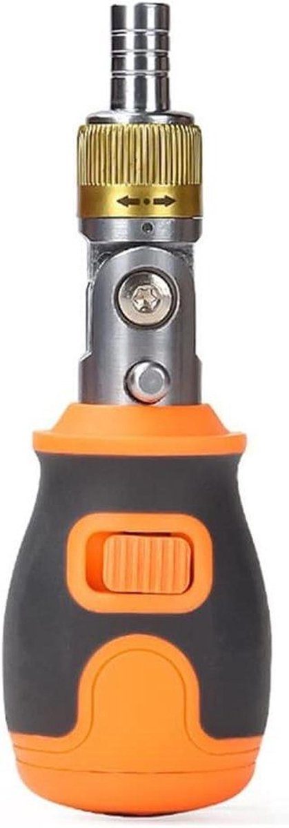 Schroevendraaier Set - Ratchet Schroevendraaier - Reparatie Klussen - Verstelbare Kop - 14 x 4 cm - Oranje