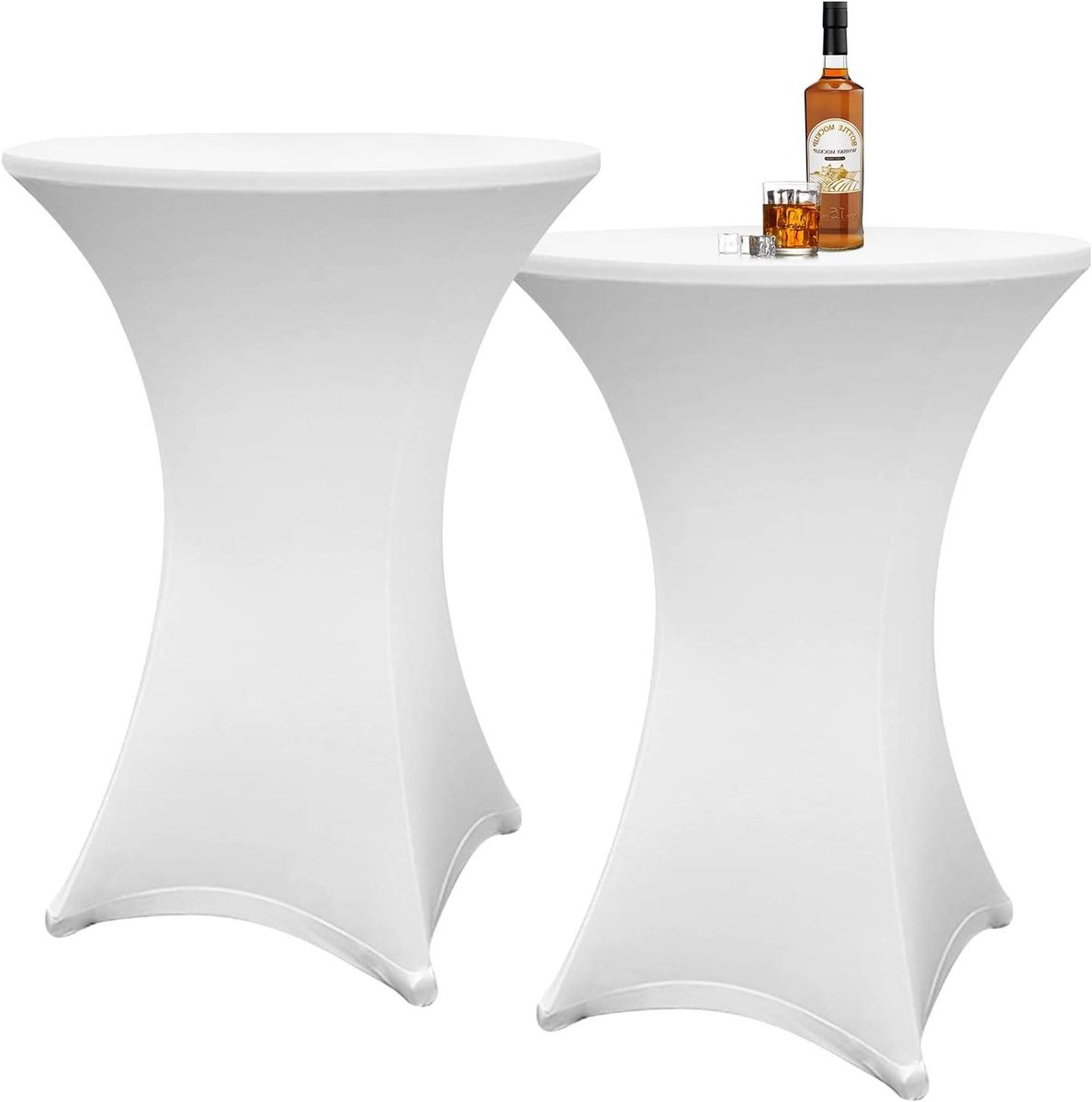 Statafelhoezen Set - Tafelhoezen Elastisch - Feestelijke Decoratie - Onderhoudsvriendelijk Stof - Ø 80-85 cm - Wit