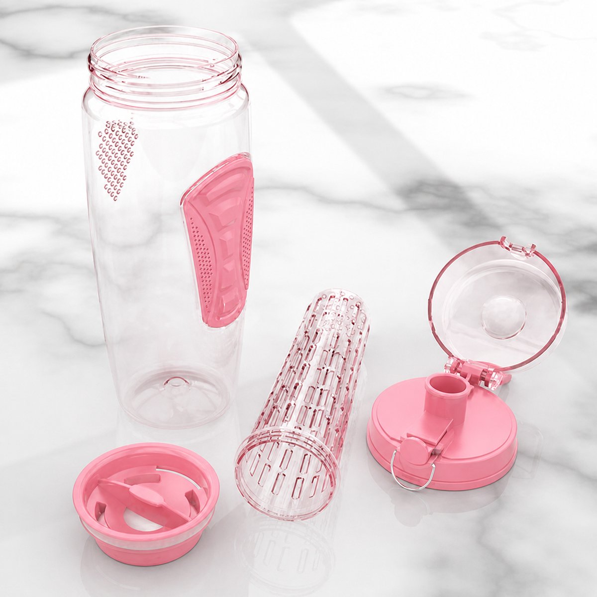Afecto Fruitfles 1000ml - Sport Infuser, Roze, BPA-vrij thumbnail 3