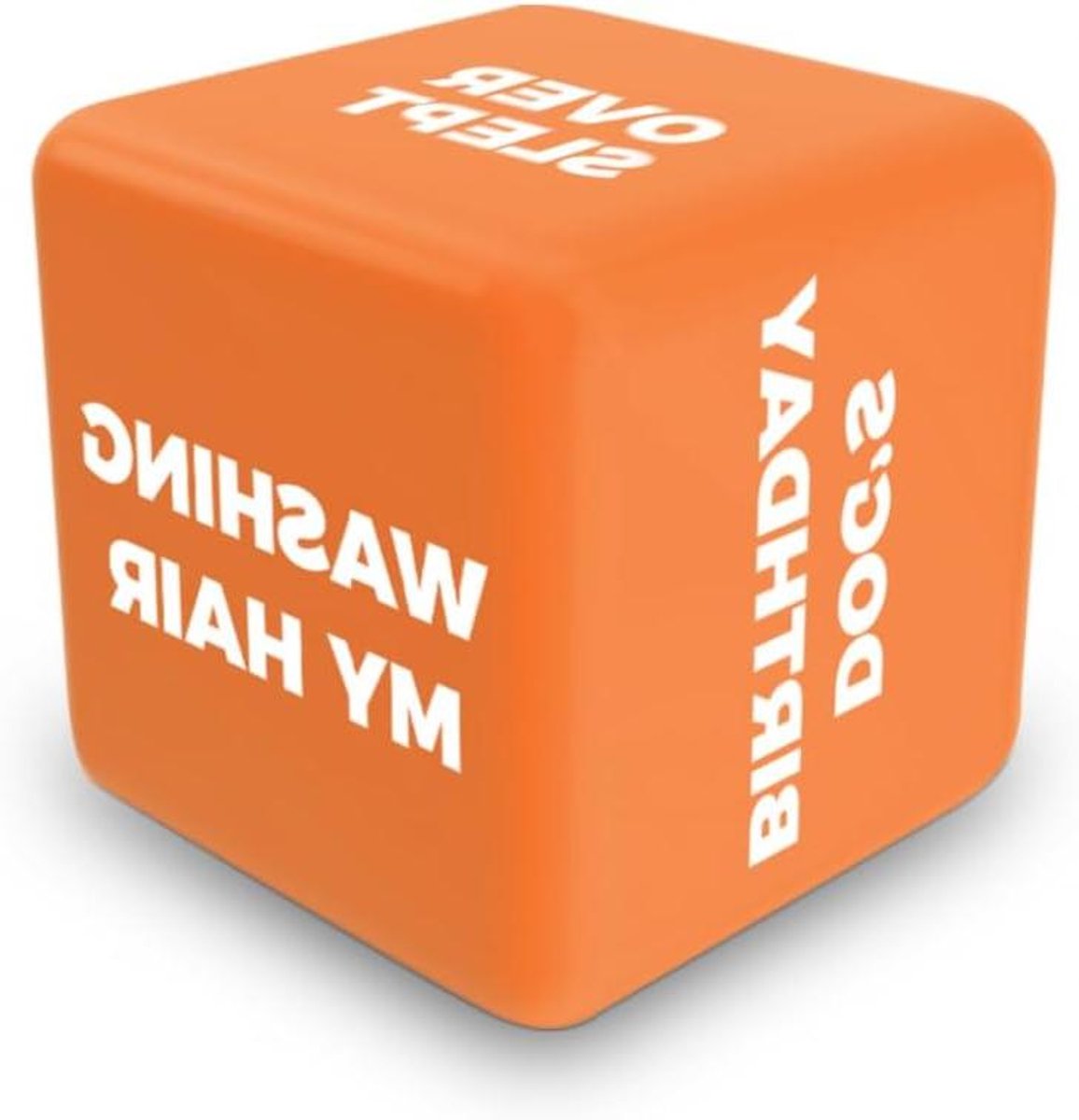 Excuses Dobbelstenen - Leugendetector Dobbelstenen - Verhalen Bedenken - Zes Unieke Excuses - 2.5 cm - Oranje