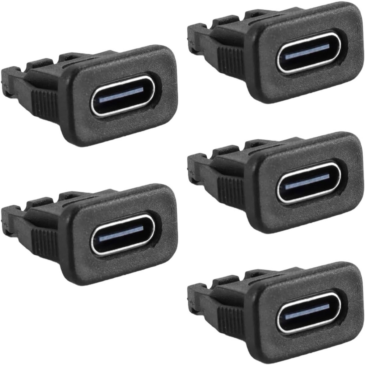 5x Type C vrouwelijke socket connector met 6 pin PCBA pinout, rechthoekige bevestiging, IP67 waterdicht, USB C PD 5A 12V 60W voeding adapter voor elektronica en apparaten