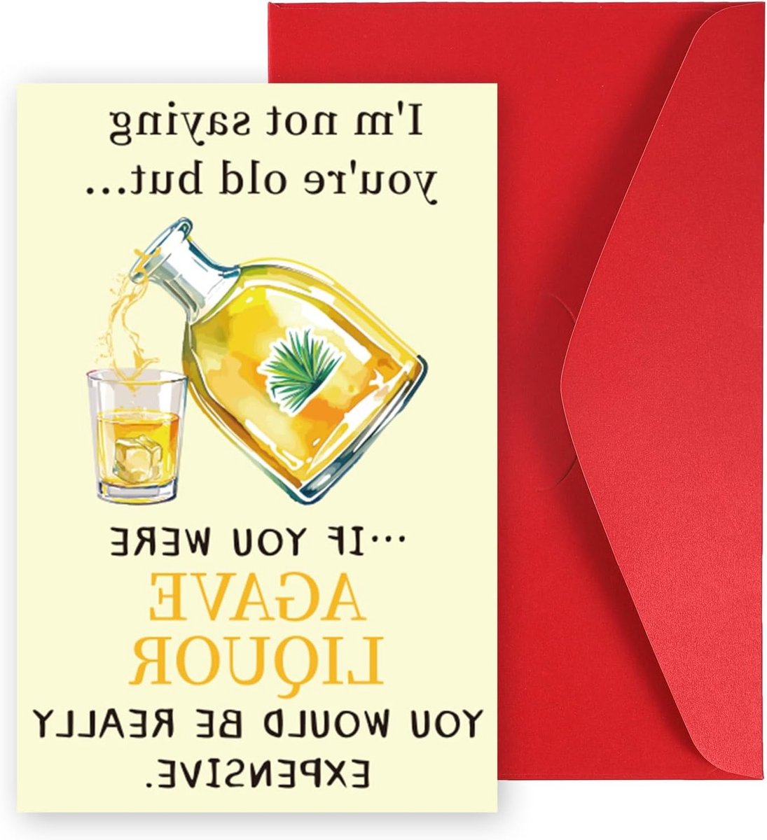 Humoristische Verjaardagskaart voor Mannen met Tequila Thema, 20.5x13.5cm, Perfect als Cadeau voor Vrienden en Echtgenoten, Feestdecoratie en Groetkaart