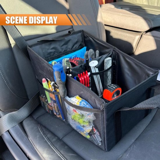 Autostoelorganizer - Organizer voor de passagiersstoel - Opvouwbare, kleine autostoelorganizer - Geschikt voor de voor- en achterbank op de middenconsole - Achterbankorganizer met bevestigingsriem - Handig voor het opbergen van spullen van kinderen. van Merkloos — afbeelding 3