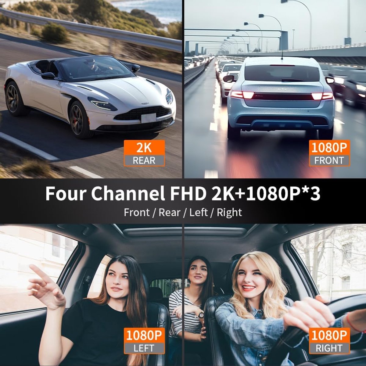 Dashcam - Dashcam voor auto - Dashcam voor auto voor en achter - 360° - 8 IR-lampen Nachtzicht - WiFi, GPS, G-sensor - 24/7 Parkeermodus – foto 6