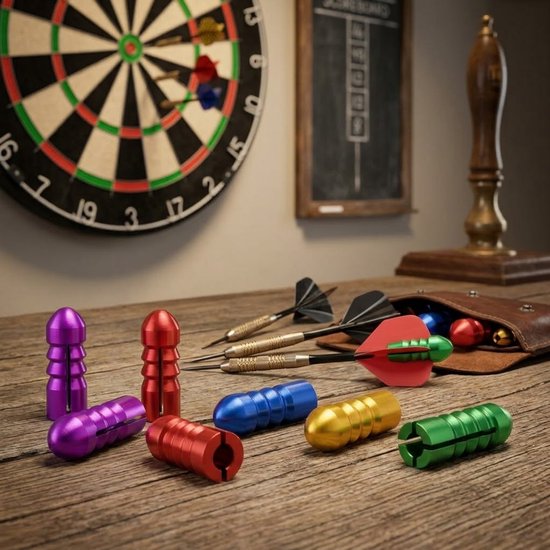 Multikleur dart flight beschermers set - aluminium dart flight beschermers voor heren en dames - dart flight protector voor bescherming en vormbehoud van dart flights - dart accessoires - set van 15 stuks van NUVEX — afbeelding 2