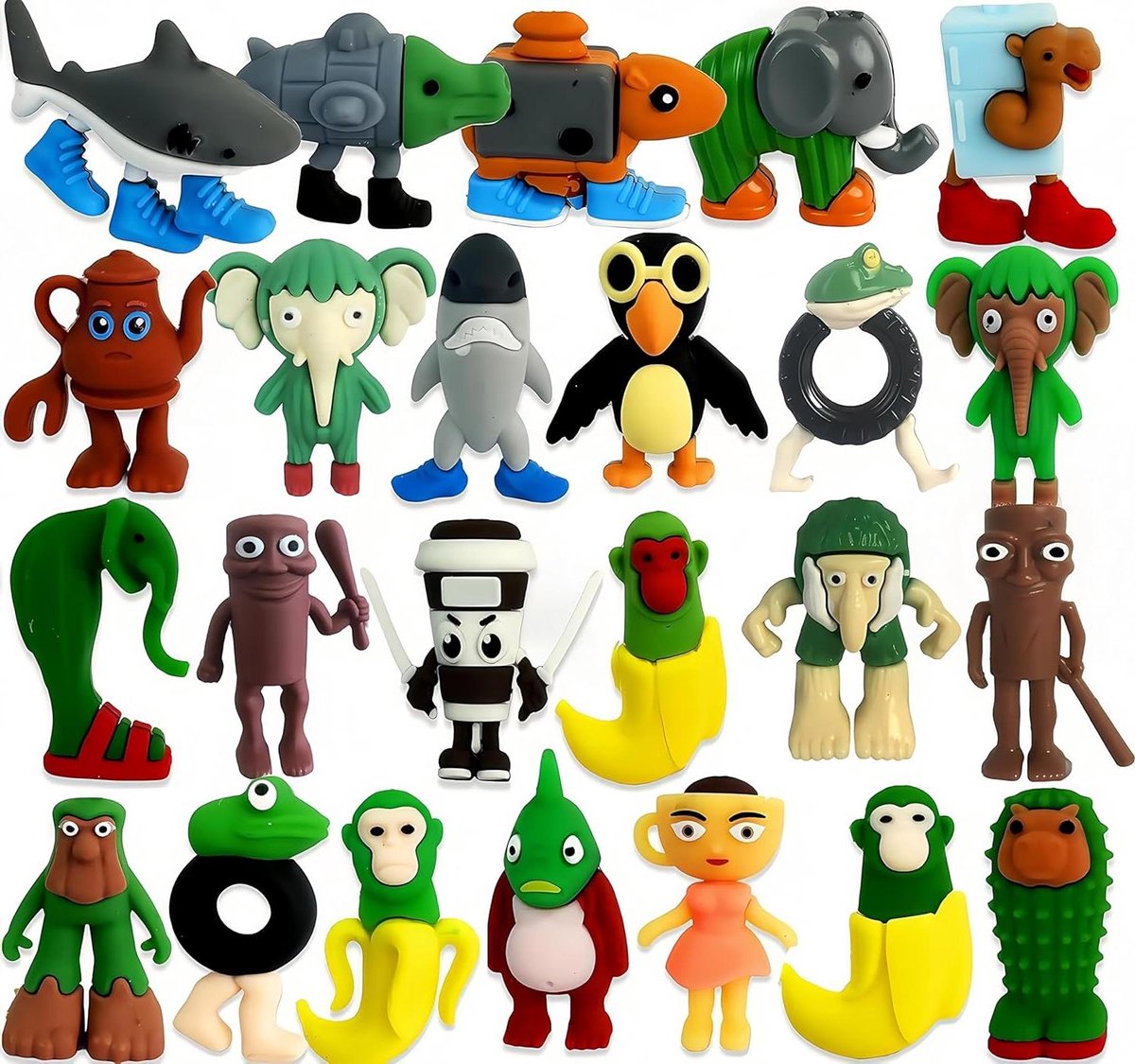 Actiefiguren - Meme figuren Verzamelfiguren - Bureau decoratie - Geïnspireerd op internet memes - 24 stuks - Zwart
