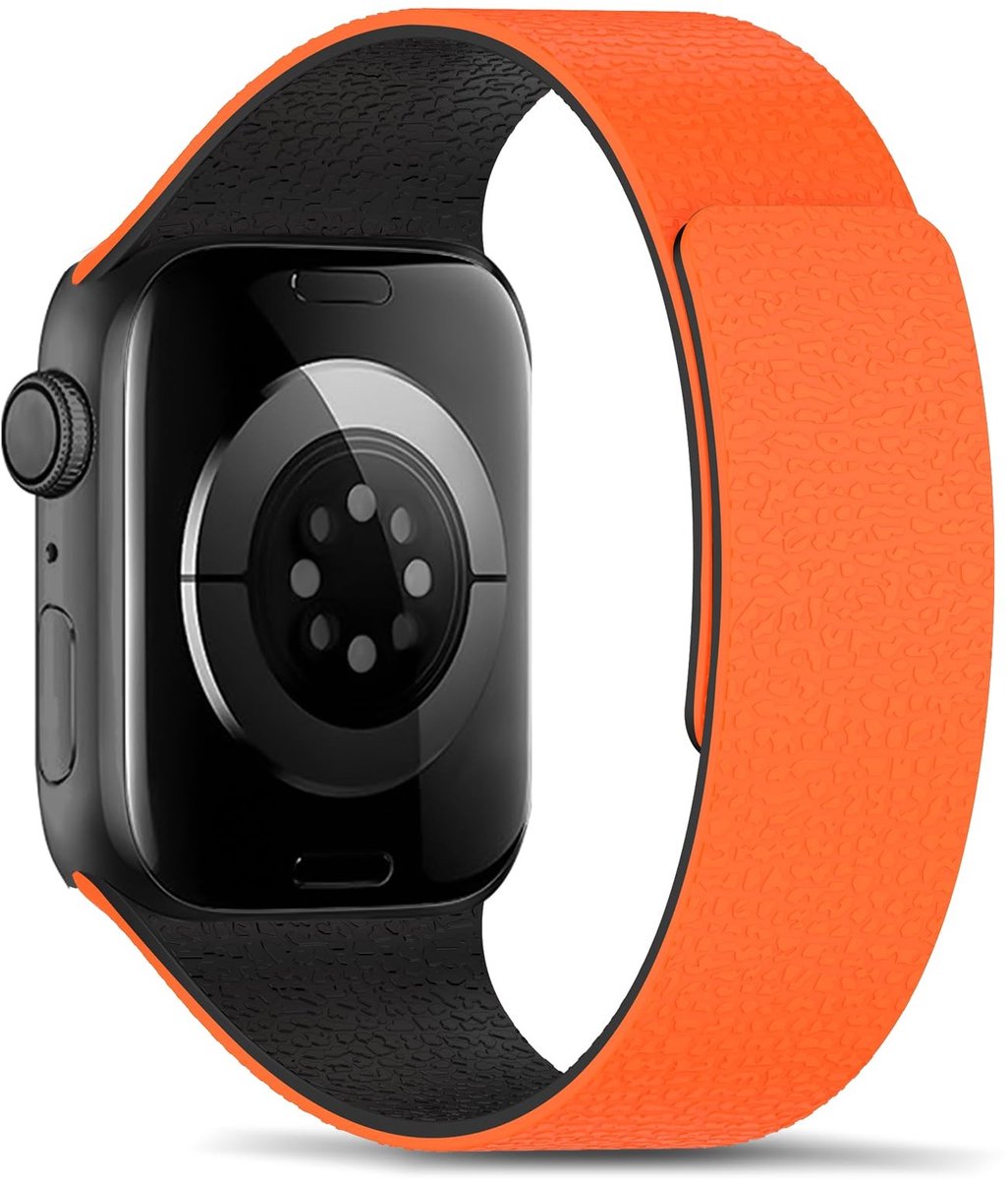 Allecto - Armband - Vervangende band - Geschikt voor Apple Watch - Silicone - Zwart Oranje - Voor sport en dagelijks gebruik - Diverse series
