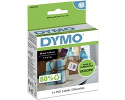 DYMO D1 originele kleine LabelWriter multifunctionele labels | 25 mm x 25 mm | 750 zelfklevende etiketten | voor de LabelWriter labelprinters
