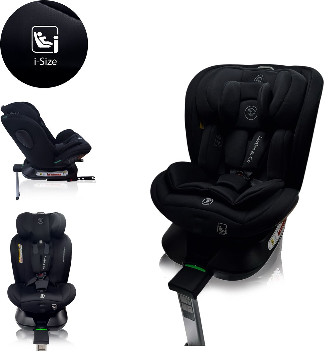 Liefjes & Co Growsafe Autostoel – i-Size 4-in-1 – 360° Draaibaar – ISOFIX & Steunpoot – Groep 0/1/2/3 (40–150 cm)