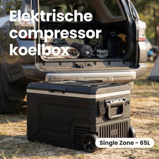 Auronic Elektrische Koelbox - Compressor - 64L - 12V en 240 volt - Camping Koelkast - Frigobox Auto - Met Wielen en Hendel - Zwart van Auronic — afbeelding 2