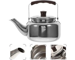 Luxe RVS waterkoker - 1.5L - Compacte theepot voor camping en dagelijks gebruik - ideaal voor reizen en outdoor gebruik-voor thee, koffie en kamperen-Zilver