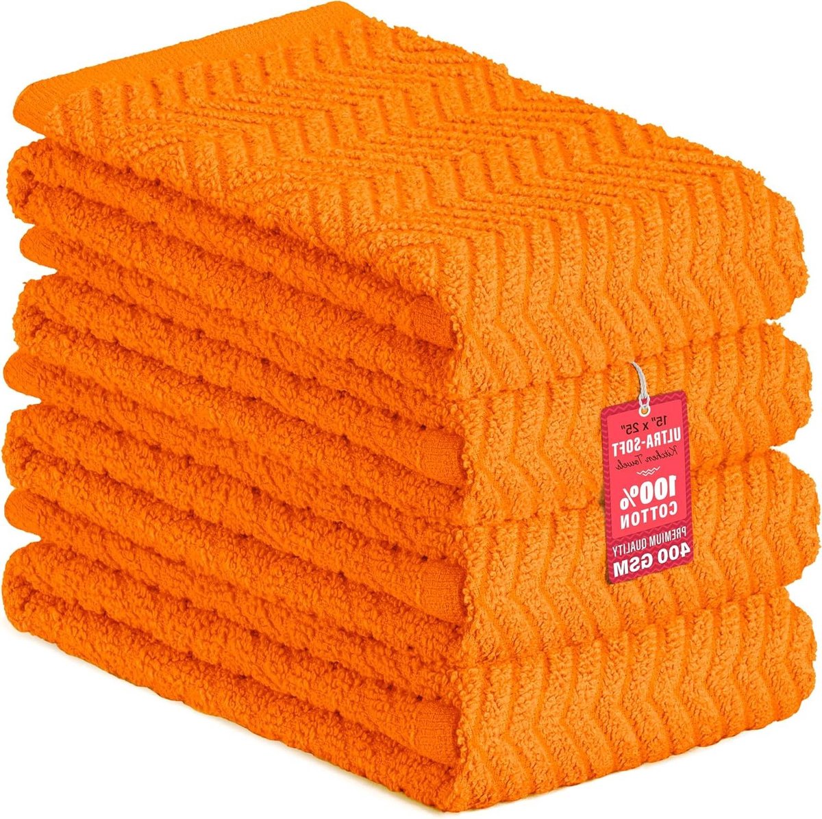 Keukendoeken - Theedoeken Afdroogdoeken - Keukenwerk - Ultra absorberend - 30 x 64 cm - Oranje