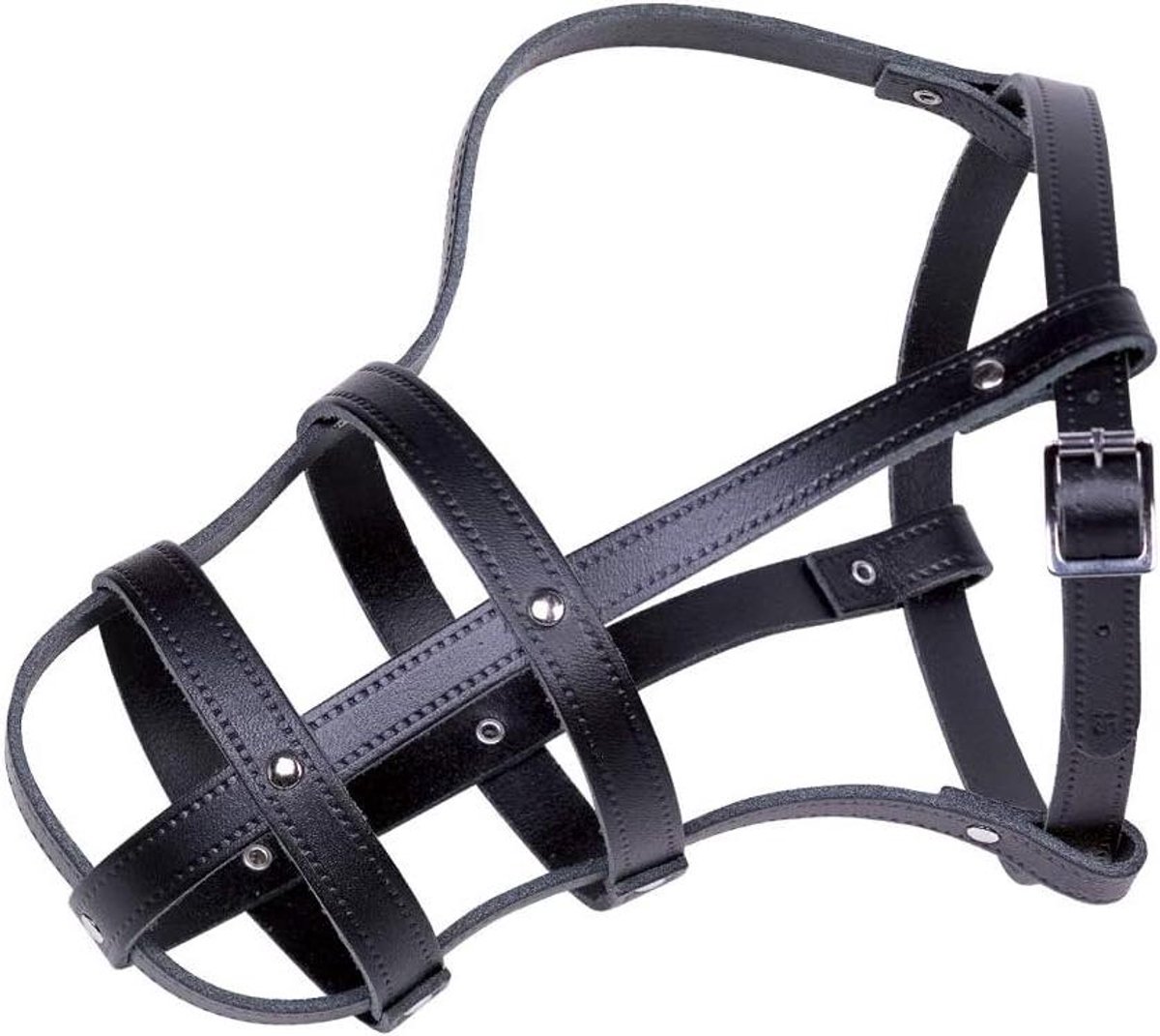 Honden Muilkorf - Leer Mando - Veiligheid Hond - Lichtgewicht Leer - 34 cm Omtrek - Zwart