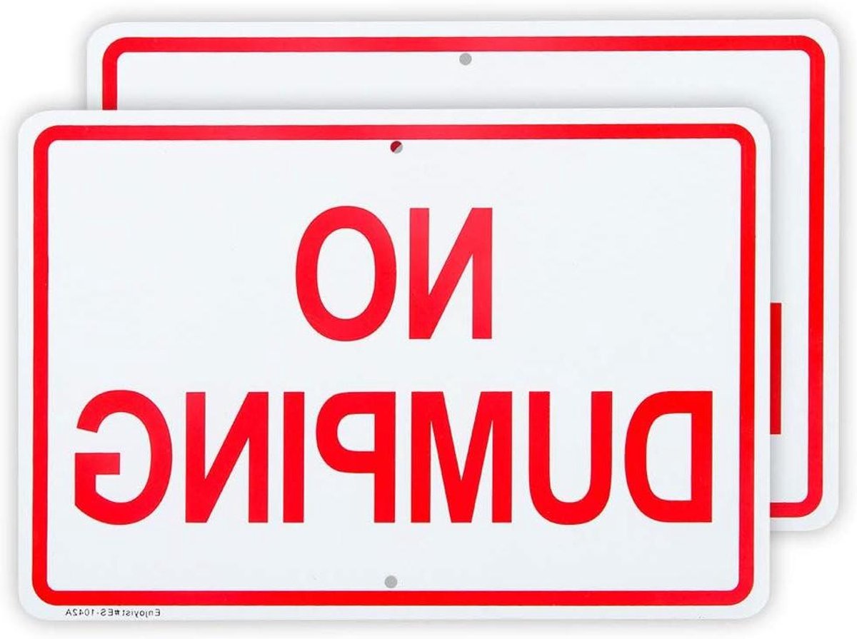Geen Dumping Bord - Waarschuwingsbord Aluminium - Voorkom Ongewenst Afval - UV-Beschermd Weerbestendig - 10 x 7 Inch
