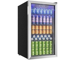 Damenzo - Koelkast - Koelkast tafelmodel - Mini koelkast - Mini bar - Afmeting 49 × 44,5 × 78 cm - 90 Liter - Zilver - RVS