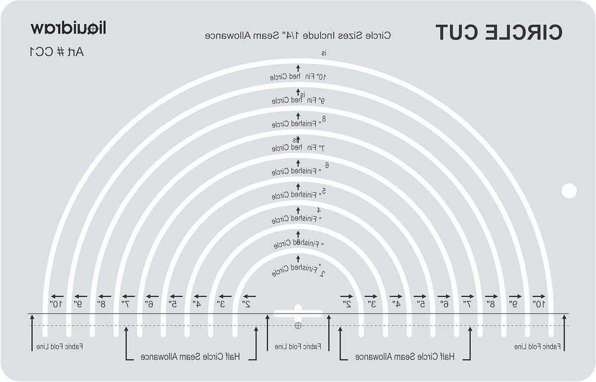 Quilting Liniaal - Acryl Sjabloon - Cirkels Snijden - Met Naadtoeslag - 2" tot 10" - Helder