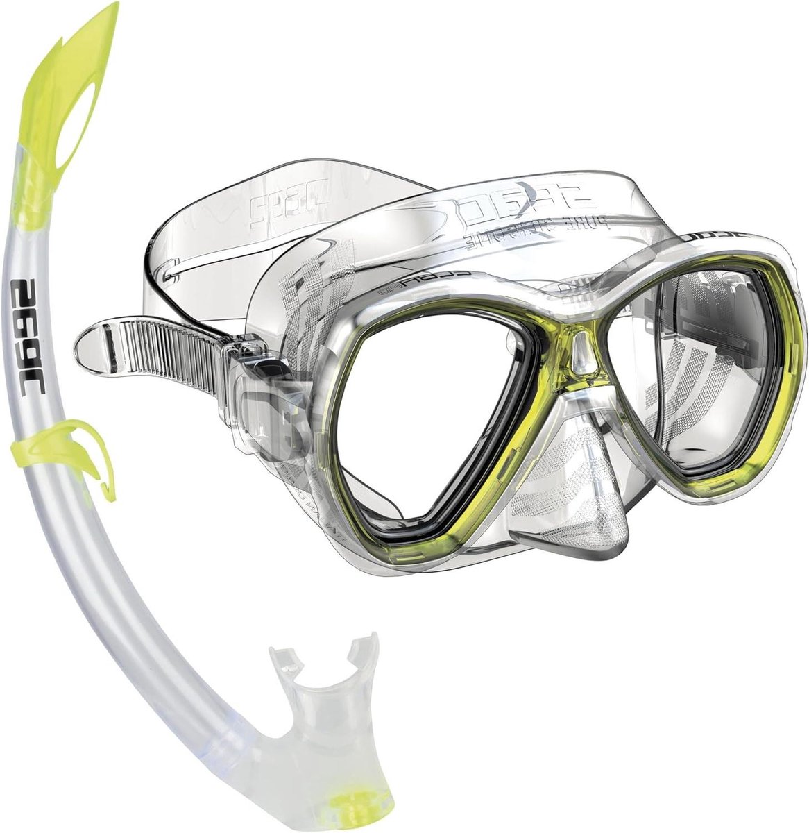 Snorkelset Elba MD - Duikmasker en snorkel - Onderwater verkennen - Met wateraftapklep - Medium maat - Geel