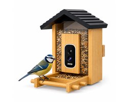 DreamGoods Vogelhuisje met 5MP Camera & App - Vogelvoederhuis met AI Herkenning van 1000+ Vogels - Vogelvoederhuisje op Paal - Vogelhuisje Koolmees & 999+ Anderen Vogels - Vogelhuisje met Geluid & Nachtzicht