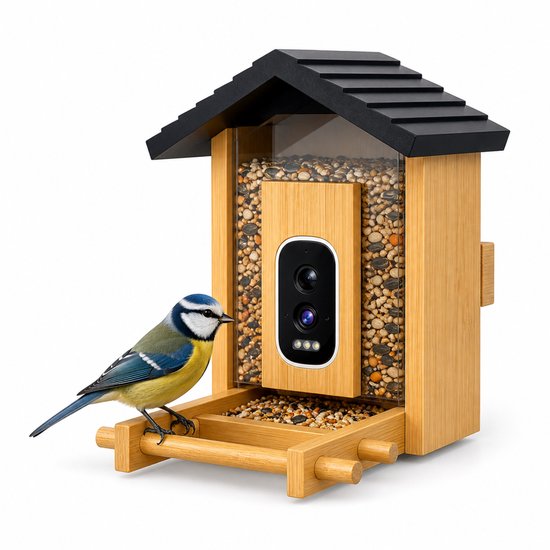DreamGoods Vogelhuisje met Camera - Vogelvoederhuisje - 5MP Camera met Nachtzicht - 1000+ Vogels - Vogelhuisje op Paal & Hangend- Vogelhuisje Koolmees - Vogelvoederhuis