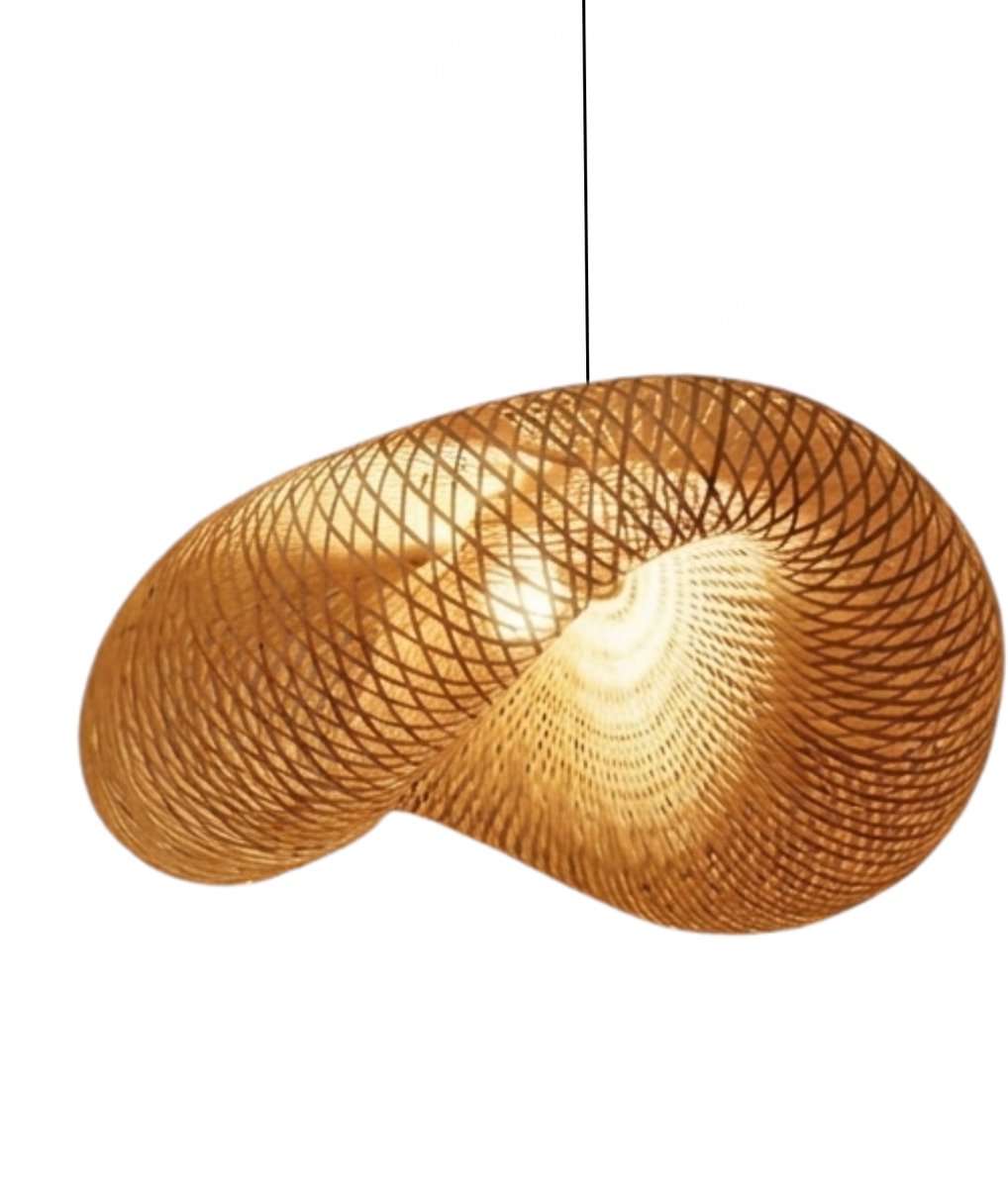 Stervia Plafondlamp - Bamboe Hanglamp - Kroonluchter - Handgeweven - E27 - Modern - 1 Stuks - 40 x 25 x 20 cm