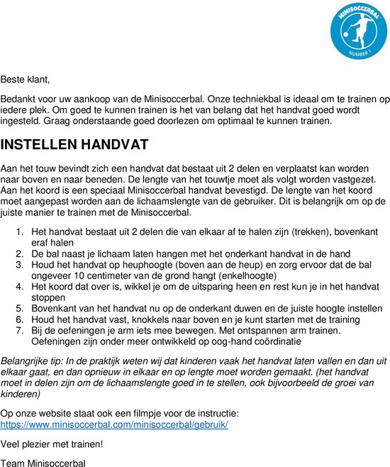 Instructieblad voor de Minisoccerbal techniekbal.
