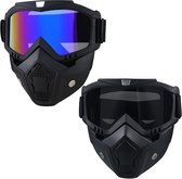 2 stuks Motorcycle Helmet Riding Goggles Glasses with Removable Face Mask,Paintball Mask Anti Fog,Tactical Full Face Mask Ski Mask Goggles Detachable Adjustable