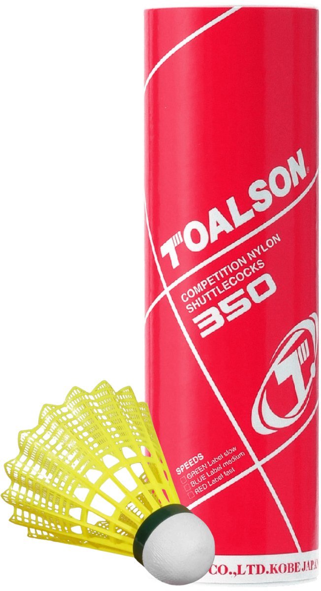 Badmintonshuttle Toalson 350 - Geel - Fast - Koker 6 stuks