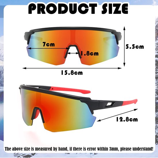 Allecto - Fietsbril - Gepolariseerde zonnebril - UV400-bescherming - Rood - Outdoor zonnebril - Geschikt voor heren en dames - Sportieve skibril van Merkloos — afbeelding 2