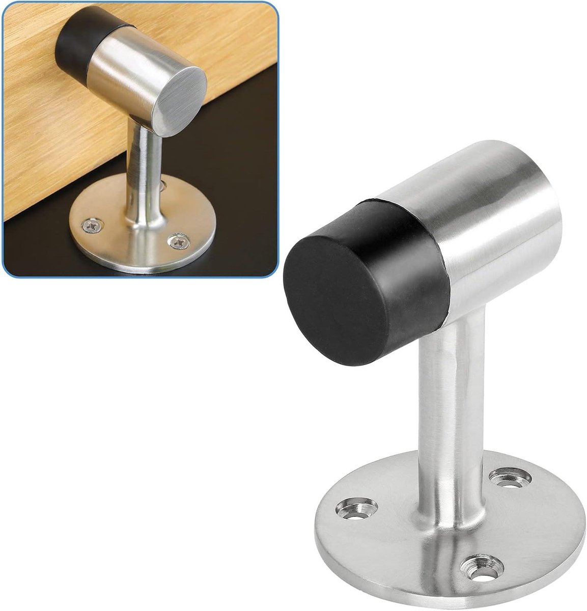 Deurstopper - Vloerstopper - Deuren Stoppen - Zware Geborsteld Nikkel - 3 inch Hoogte - Nikkel