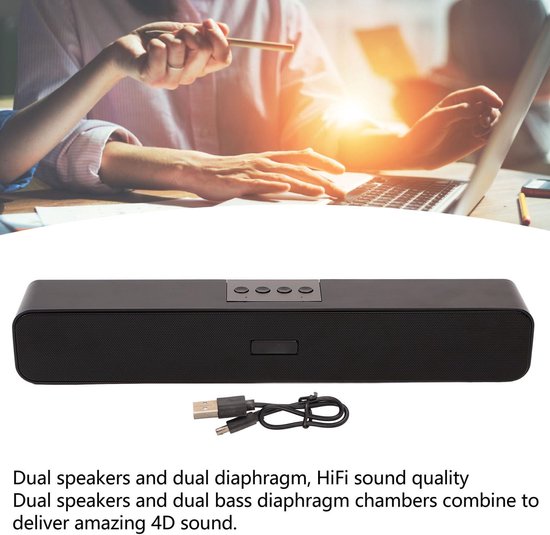 Allecto - Draadloze Bluetooth Soundbar - 4D HiFi Geluid - Ruisonderdrukking - Compact formaat - Geschikt voor Mobiele Telefoons - Ideaal voor TV en... — afbeelding 2