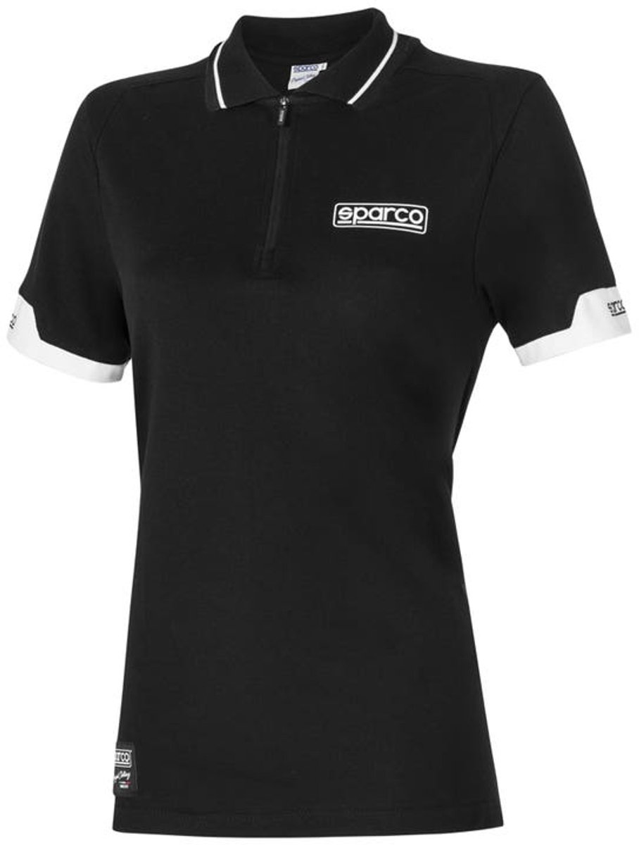 Sparco Zip Dames MY2024 Poloshirt - Wit/Marineblauw/Zwart