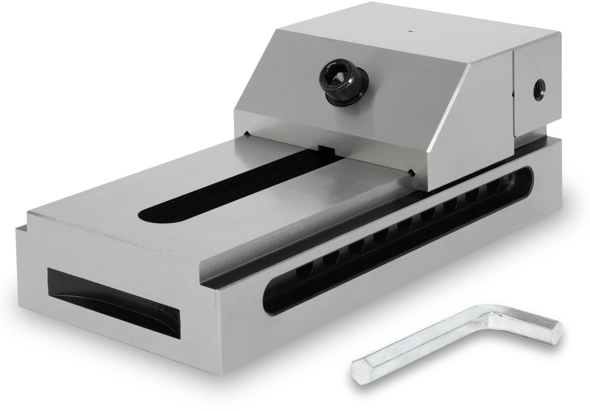 EBERTH precisie bankschroef met lage bekken, bekbreedte 125 mm, maximale klemkracht 160 mm, bekhoogte 50 mm, gemaakt van robuust staal, professioneel, voor diverse taken, werkplaatsbankschroef