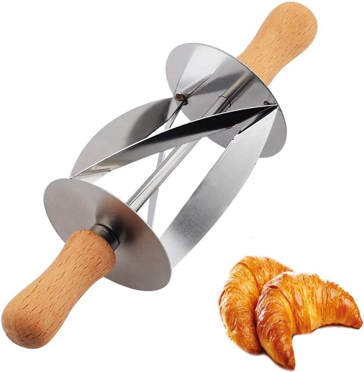 Cuhostki 1 Stuk - Rvs Croissant Snijder - Croissant Rolsnijder - Deeg Snijder - Voor Bakken