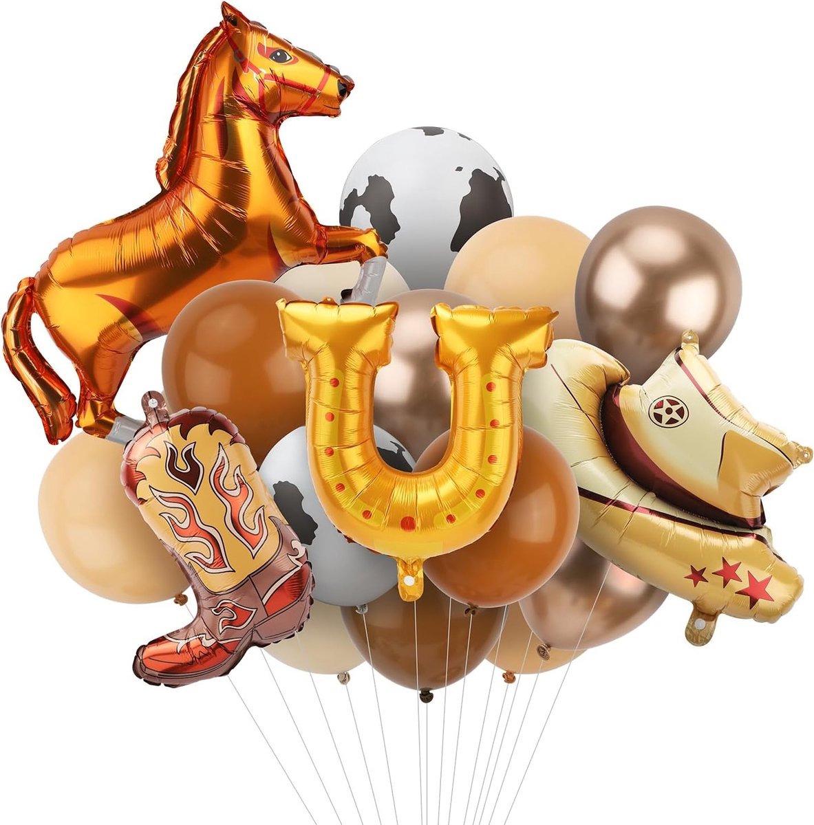 Western Themed Party Ballonnen Grote Cowboy Hoed & Laars Ballonnen - Decoratie Folie Paard Hoefijzer Rodeo Ballonnen voor Cowgirl Cowboy Thema Party