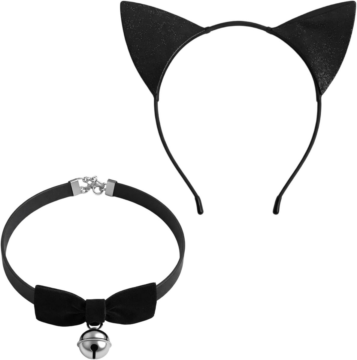 Set van 2 Kattenoren Haarbanden met Bel - Ideaal voor Halloween, Carnaval en Verjaardagsfeestjes, Perfecte Kostuumaccessoires voor Dierenliefhebbers