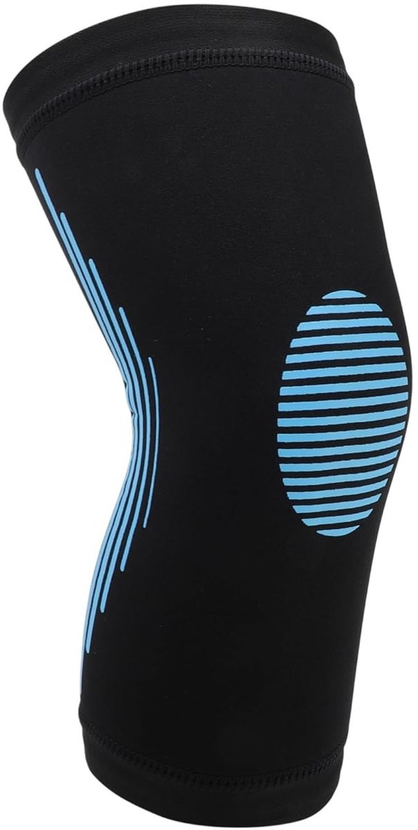 Ademende kniebeschermer met antislip voor hardlopen en voetbal, uniseks, maat M, zwart en blauw, optimale bescherming en comfort