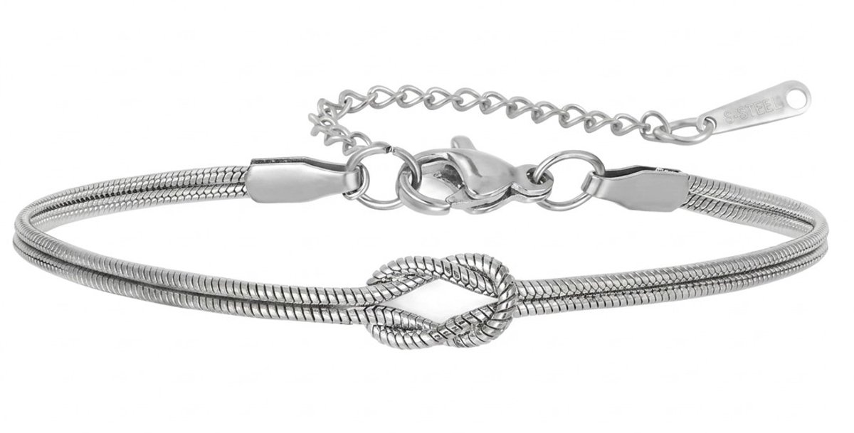 Aurélia – Deens Design – Armband & Enkelbandje – Verfijnd Knoopje – Minimalistisch Sieraad - Zilver kleurig