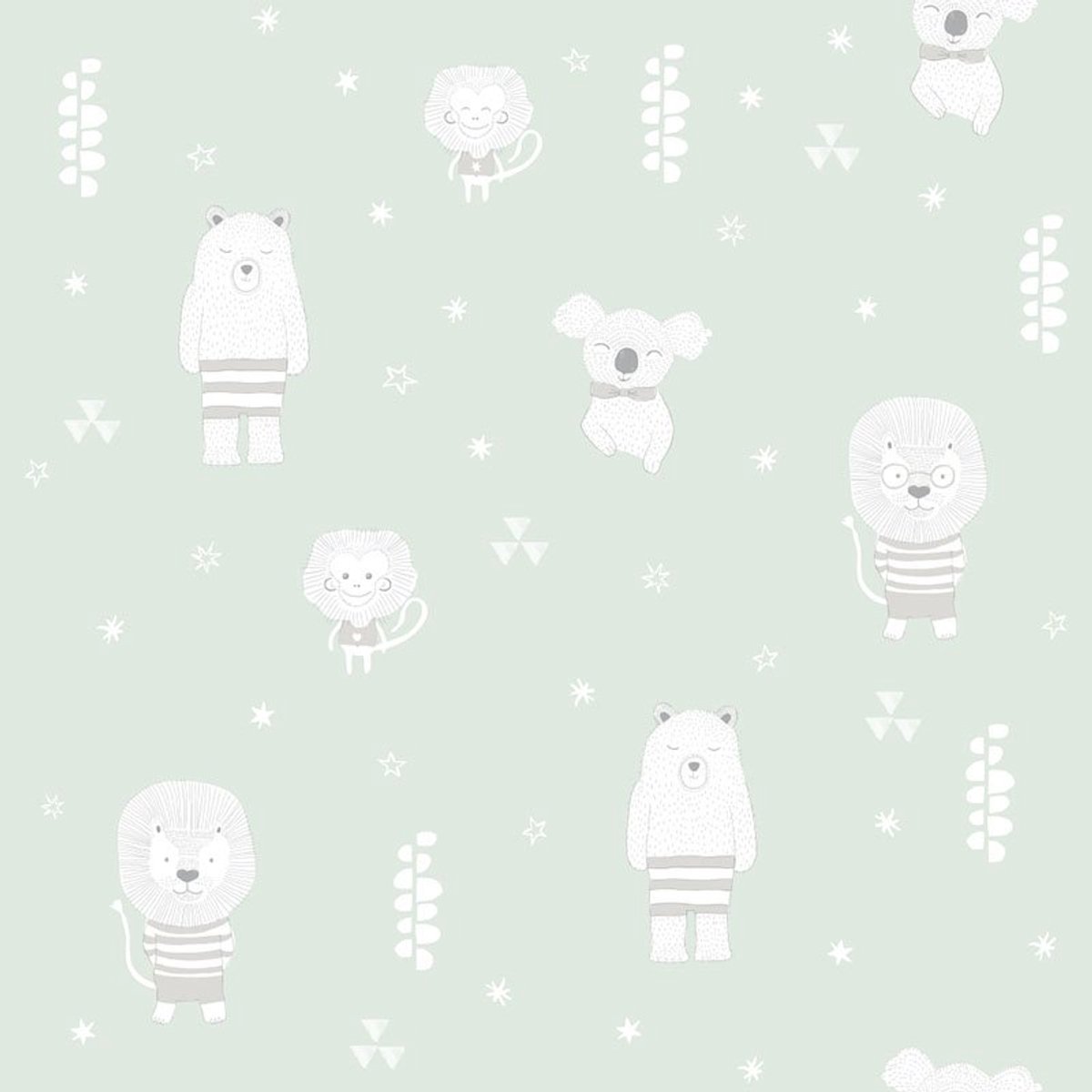 INGK Behang - Puck & Rose - Kinderbehang - Beer En Leeuw Groen